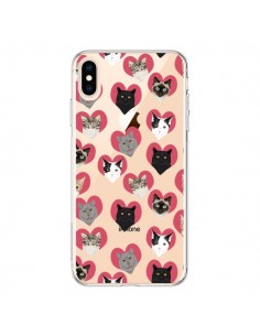 Coque iPhone XS Max Chats Coeurs Transparente souple -...