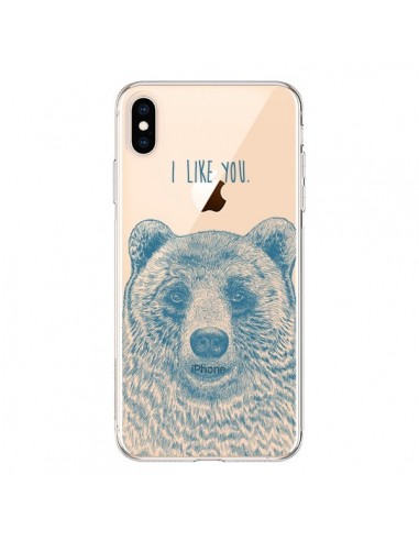 Coque iPhone XS Max I Love You Bear Ours Ourson Transparente souple - Rachel Caldwell