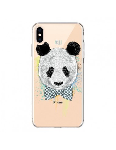 Coque iPhone XS Max Panda Noeud Papillon Transparente souple - Rachel Caldwell