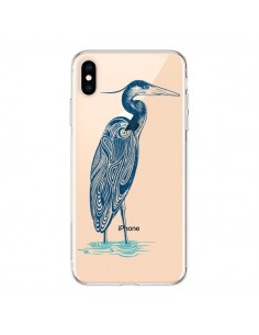 Coque iPhone XS Max Heron Blue Oiseau Transparente souple...