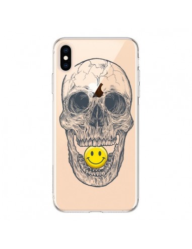 Coque iPhone XS Max Tête de Mort Smiley Transparente souple - Rachel Caldwell