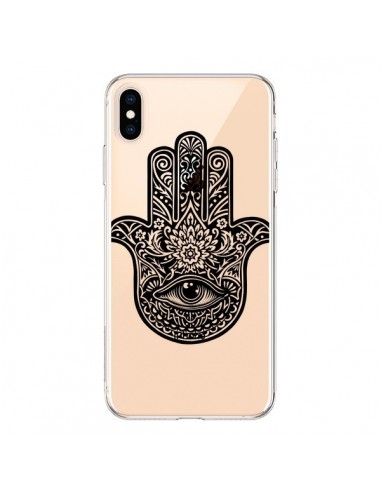 Coque iPhone XS Max Hamsa Cinq Doigts Main Mauvais Oeil Transparente souple - Rachel Caldwell