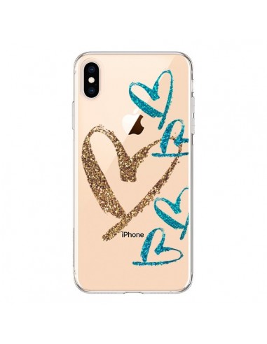 Coque iPhone XS Max Coeurs Heart Love Amour Transparente souple - Sylvia Cook