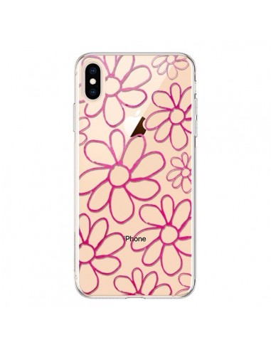 Coque iPhone XS Max Flower Garden Pink Fleur Transparente souple - Sylvia Cook