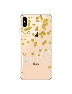 Coque iPhone XS Max Hello, Bonjour Transparente souple -...