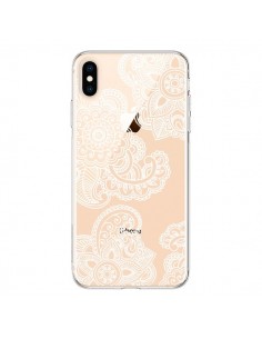 Coque iPhone XS Max Lacey Paisley Mandala Blanc Fleur...