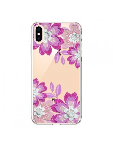 Coque iPhone XS Max Winter Flower Rose, Fleurs d'Hiver Transparente souple - Sylvia Cook