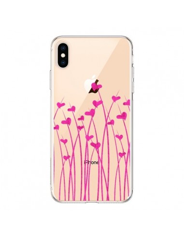 Coque iPhone XS Max Love in Pink Amour Rose Fleur Transparente souple - Sylvia Cook