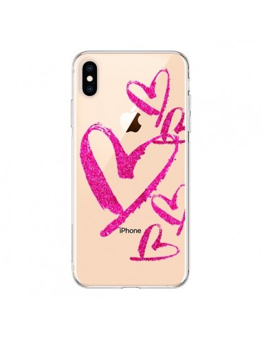 Coque iPhone XS Max Pink Heart Coeur Rose Transparente souple - Sylvia Cook