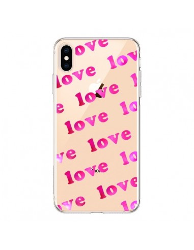 Coque iPhone XS Max Pink Love Rose Transparente souple - Sylvia Cook