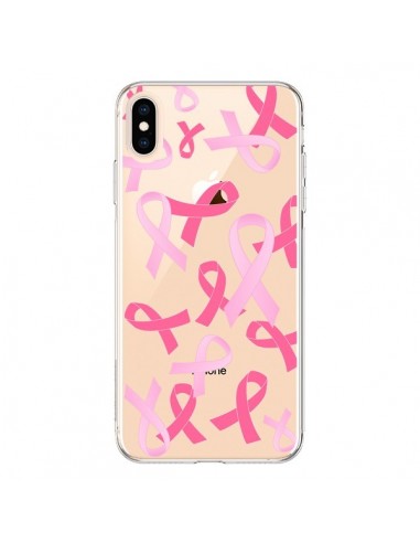 Coque iPhone XS Max Pink Ribbons Ruban Rose Transparente souple - Sylvia Cook