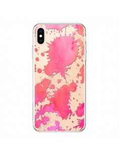 Coque iPhone XS Max Watercolor Splash Taches Rose Orange...