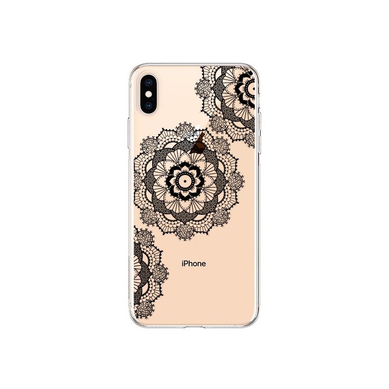 Coque iPhone XS Max Triple Mandala Noir Black Transparente souple - Sylvia Cook