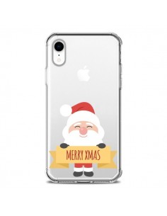Coque iPhone XR Père Noël Merry Christmas transparente -...