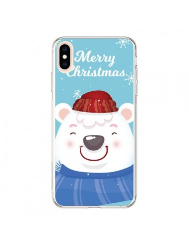 Coque iPhone XS Max Ours Blanc de Noël Merry Christmas - Nico