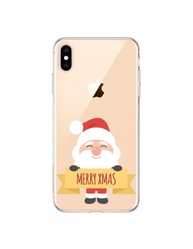 Coque iPhone XS Max Père Noël Merry Christmas transparente - Nico