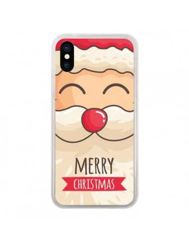 Coque iPhone X et XS Moustache du Père Noël Merry Christmas - Nico