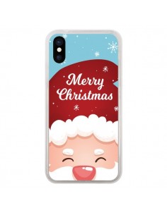 Coque iPhone X et XS Bonnet du Père Noël Merry Christmas...