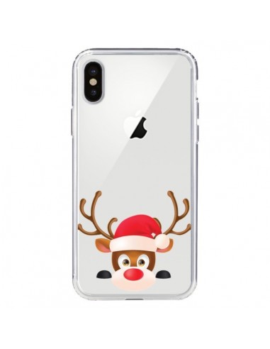 Coque iPhone X et XS Renne de Noël transparente - Nico