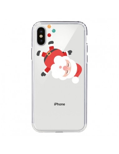 Coque iPhone X et XS Père Noël et sa Guirlande transparente - Nico