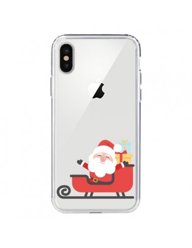 Coque iPhone X et XS Père Noël et son Traineau transparente - Nico
