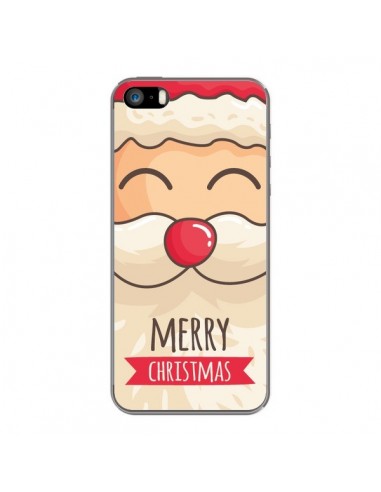 Coque iPhone 5 et 5S et SE Moustache du Père Noël Merry Christmas - Nico