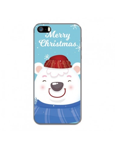 Coque iPhone 5 et 5S et SE Ours Blanc de Noël Merry Christmas - Nico