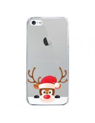Coque iPhone 5 et 5S et SE Renne de Noël transparente - Nico
