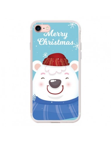 Coque iPhone 7/8 et SE 2020 Ours Blanc de Noël Merry Christmas - Nico