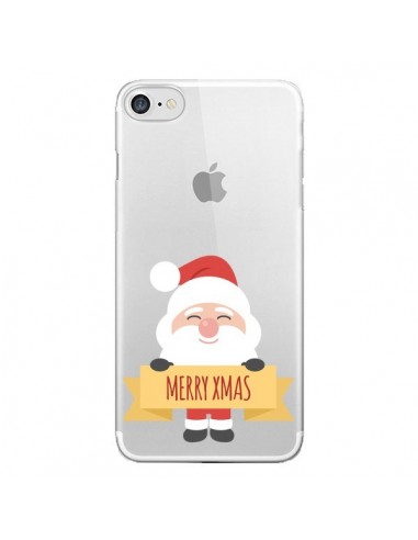 Coque iPhone 7/8 et SE 2020 Père Noël Merry Christmas transparente - Nico