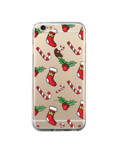 Coque iPhone 6 et 6S Chaussette Sucre d'Orge Houx de Noël transparente - Nico