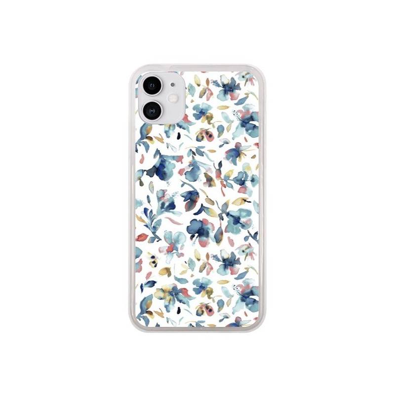 Coque iPhone 11 Watery Hibiscus Blue - Ninola Design