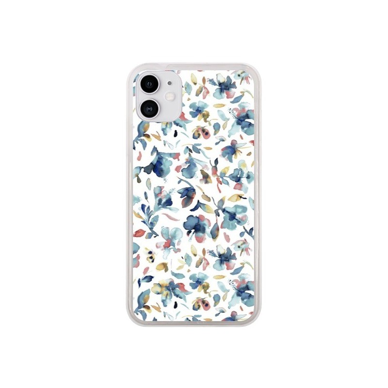 Coque iPhone 11 Watery Hibiscus Blue - Ninola Design