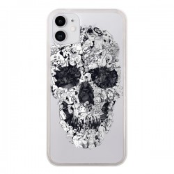 Coque iPhone 11 Doodle Skull Dessin Tête de Mort...