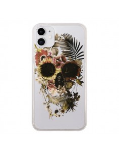 Coque iPhone 11 Garden Skull Tête de Mort Transparente -...