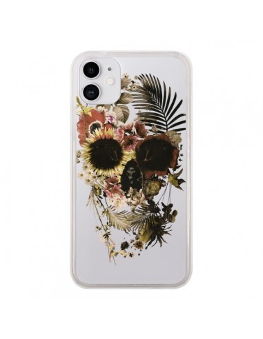 Coque iPhone 11 Garden Skull Tête de Mort Transparente - Ali Gulec