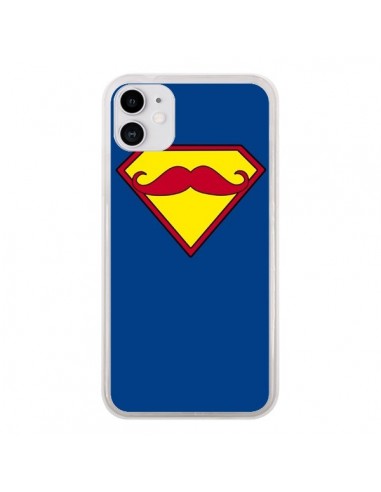 Coque iPhone 11 Super Moustache Movember Superman - Bertrand Carriere