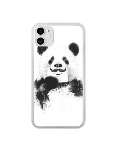 Coque iPhone 11 Funny Panda Moustache Movember - Balazs Solti