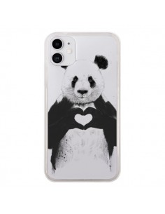 Coque iPhone 11 Panda All You Need Is Love Transparente -...