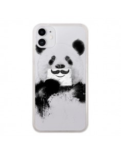 Coque iPhone 11 Funny Panda Moustache Transparente -...