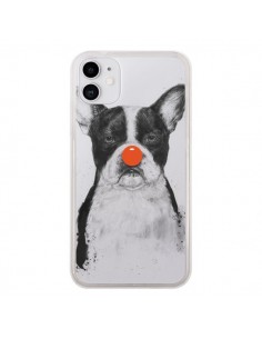 Coque iPhone 11 Clown Bulldog Dog Chien Transparente -...