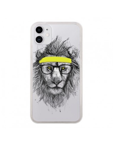 Coque iPhone 11 Hipster Lion Transparente - Balazs Solti