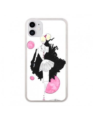 Coque iPhone 11 Demoiselle Femme Fashion Mode Rose - Cécile