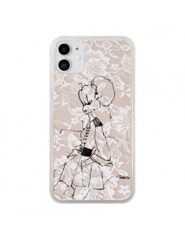 Coque iPhone 11 Croquis Dentelle Femme Fashion Mode - Cécile