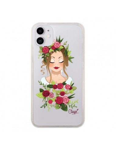 Coque iPhone 11 Femme Closed Eyes Fleurs Transparente - Chapo