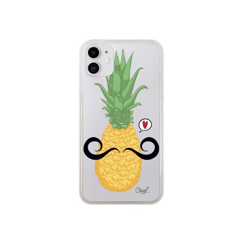 Coque iPhone 11 Ananas Moustache Transparente - Chapo