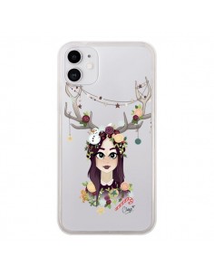 Coque iPhone 11 Christmas Girl Femme Noel Bois Cerf...