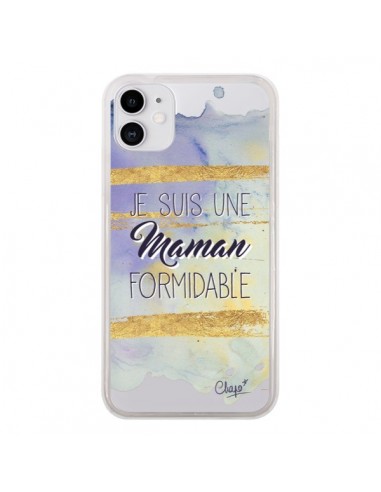 Coque iPhone 11 Je suis une Maman Formidable Violet Transparente - Chapo