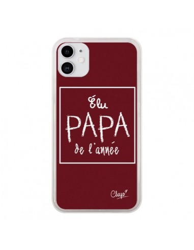 Coque iPhone 11 Elu Papa de l'Année Rouge Bordeaux - Chapo