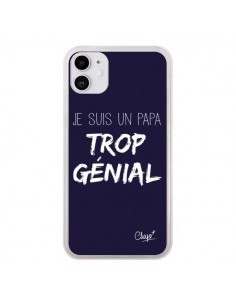 Coque iPhone 11 Je suis un Papa trop Génial Bleu Marine -...